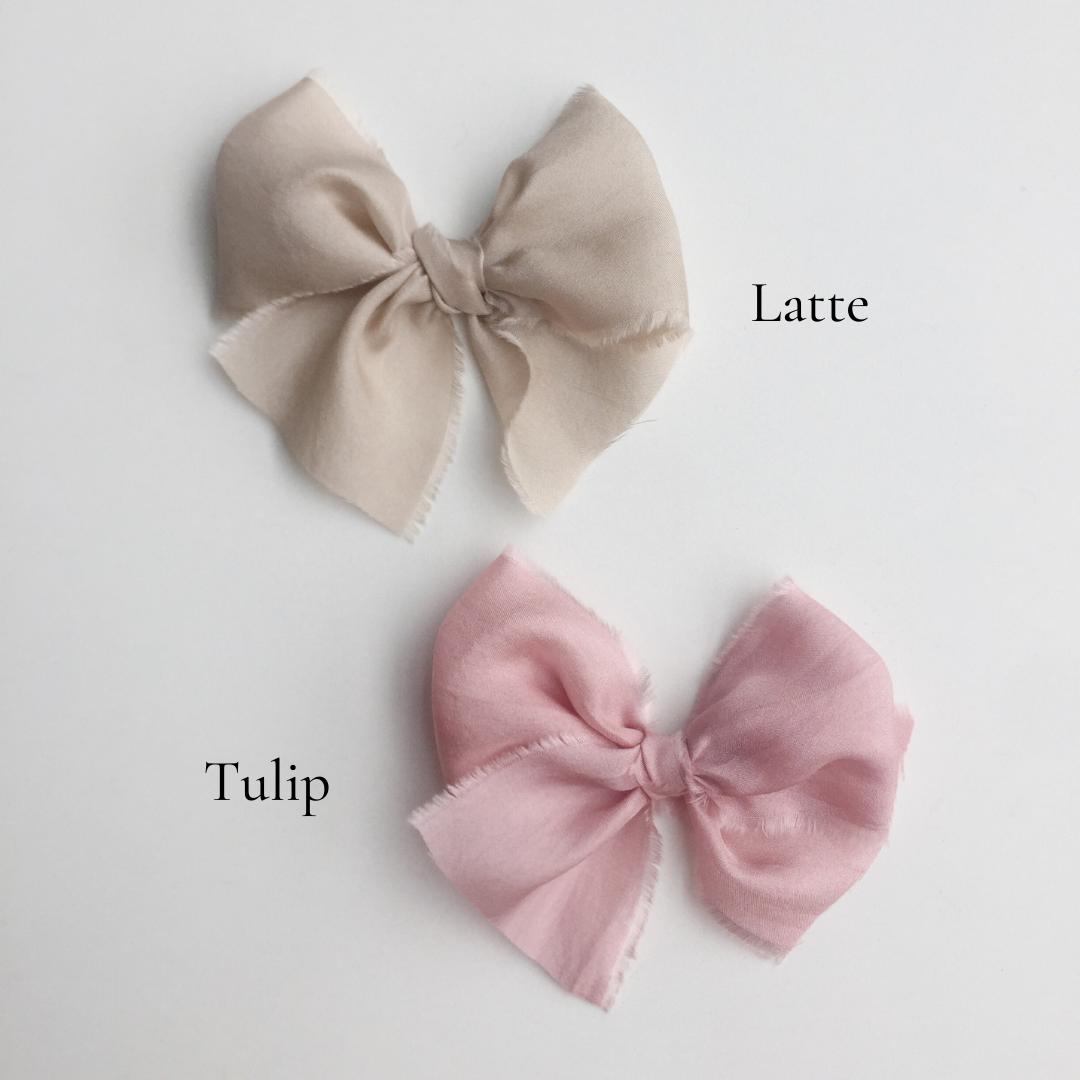 EiffelAndEyre Silk Hair Bow/ Baby Bow Silk/ Hair Accessory Girls/ Silk Bow Headband/ Hair Bow Clips/ Pigtail bows/ Raw Silk bows/ Girls Hair Bow